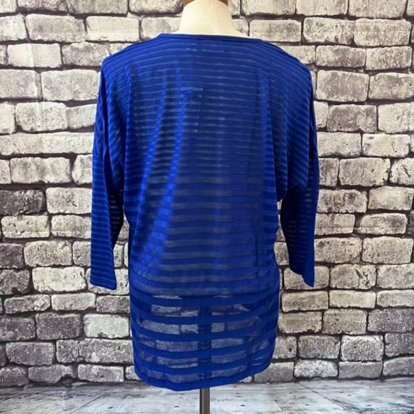 Chico's NWT Semi Sheer Blue 3/4 Sleeve Blouse Size Large - Picture 7 of 10